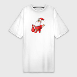 Футболка женская-платье Красный Дедушка Мороз, цвет: белый