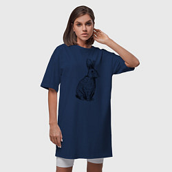 Футболка женская-платье Нарисованный карандашом кролик, цвет: тёмно-синий — фото 2