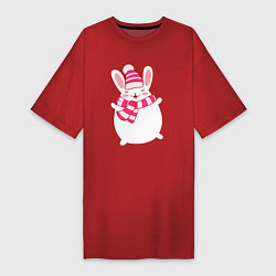 Женская футболка-платье Радостный круглый кролик