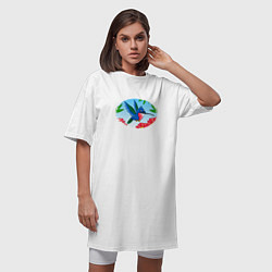 Футболка женская-платье Мультяшная колибри, цвет: белый — фото 2