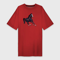 Футболка женская-платье Марварская лошадь, цвет: красный