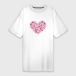 Женская футболка-платье Сердце из гортензии