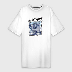 Футболка женская-платье New York Нью-Йорк, цвет: белый
