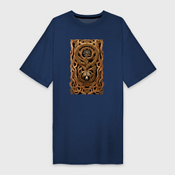 Женская футболка-платье Медведь и древо жизни украшение из дерева