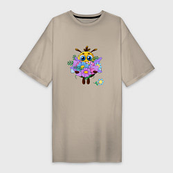 Женская футболка-платье Пчелка с цветами