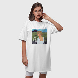 Футболка женская-платье Портрет девушки на фоне природы, цвет: белый — фото 2
