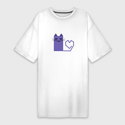 Женская футболка-платье Кот с сердечком в минимализме