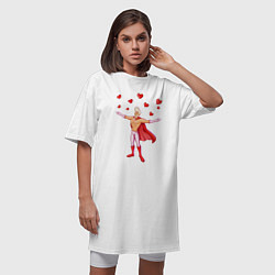 Футболка женская-платье Супергерой Любовник с сердцами, цвет: белый — фото 2
