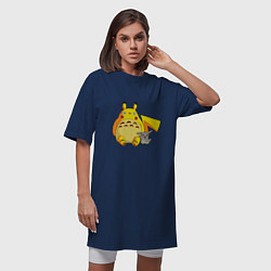Футболка женская-платье Pika Totoro, цвет: тёмно-синий — фото 2