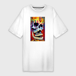 Женская футболка-платье Crazy skull - нейросеть - art