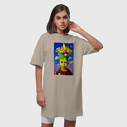 Футболка женская-платье Bart Simpson - neural network - fantasy - art, цвет: миндальный — фото 2