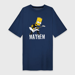 Футболка женская-платье Mayhem Барт Симпсон рокер, цвет: тёмно-синий