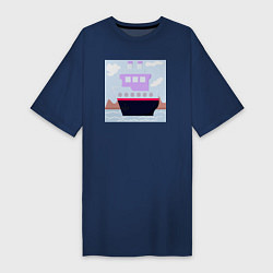 Женская футболка-платье Корабль двухъярусный с трубами