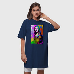 Футболка женская-платье Mona Lisa - Gioconda - pop art, цвет: тёмно-синий — фото 2