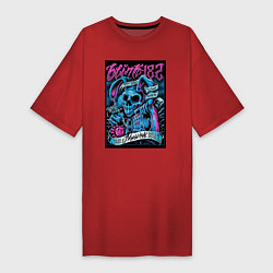 Футболка женская-платье Blink 182 рок группа, цвет: красный