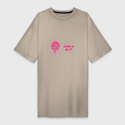 Женская футболка-платье Цветущее вишневое дерево - весна в моем сердце