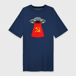 Футболка женская-платье Тарелка СССР, цвет: тёмно-синий