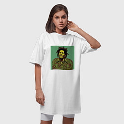 Футболка женская-платье Боб Марли 2D граффити эффект, цвет: белый — фото 2