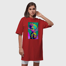 Футболка женская-платье Bart Simpson - pop art, цвет: красный — фото 2