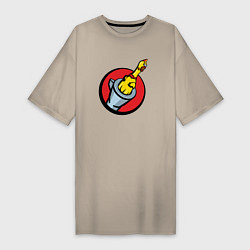 Футболка женская-платье Chicken gun логотип, цвет: миндальный