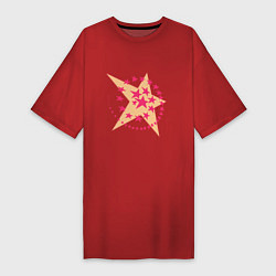 Футболка женская-платье Звездная спираль, цвет: красный