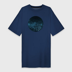 Футболка женская-платье НЛО и скалы, цвет: тёмно-синий