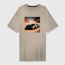 Футболка женская-платье Lamborghini Aventador, цвет: миндальный