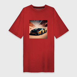 Футболка женская-платье Lamborghini Aventador, цвет: красный