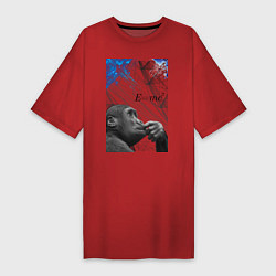 Футболка женская-платье Мыслитель по Дарвину, цвет: красный