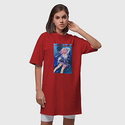 Футболка женская-платье Март 7 в космосе, цвет: красный — фото 2