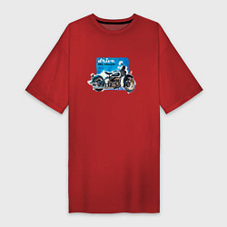 Женская футболка-платье Ретро мотоцикл акварелью
