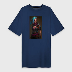 Футболка женская-платье Jinx fantasy Arcane League of Legends, цвет: тёмно-синий