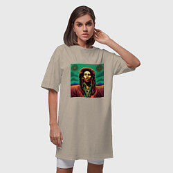 Футболка женская-платье Digital Art Bob Marley in the field, цвет: миндальный — фото 2