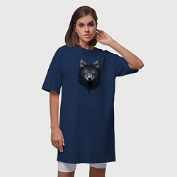 Футболка женская-платье Вышивка Волк, цвет: тёмно-синий — фото 2