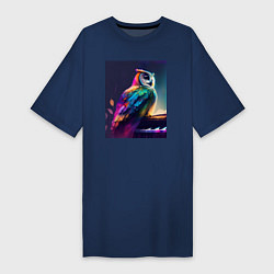 Футболка женская-платье Музыкальная сова - нейросеть, цвет: тёмно-синий