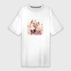 Женская футболка-платье Романтические лисы