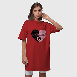Футболка женская-платье Blackpink сердце, цвет: красный — фото 2