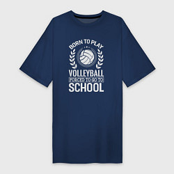 Футболка женская-платье Школа волейбола, цвет: тёмно-синий