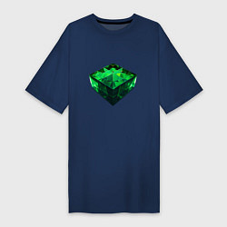 Женская футболка-платье Куб из зелёного кристалла
