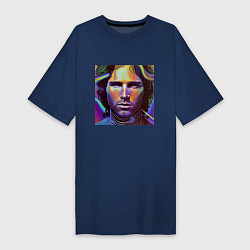 Женская футболка-платье Jim Morrison neon portrait art