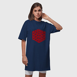 Футболка женская-платье Куб с сердечками, цвет: тёмно-синий — фото 2