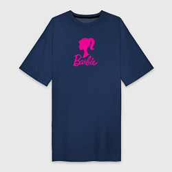 Футболка женская-платье Розовый логотип Барби, цвет: тёмно-синий