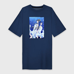 Футболка женская-платье Фука и Кукуру - Акватоп белого песка, цвет: тёмно-синий