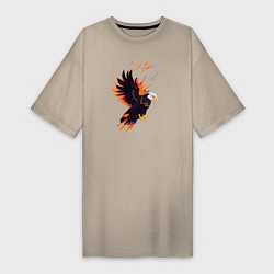 Футболка женская-платье Орел парящая птица абстракция, цвет: миндальный