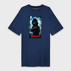 Футболка женская-платье Roblox hacker, цвет: тёмно-синий