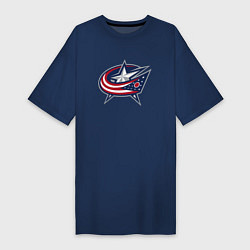 Футболка женская-платье Columbus blue jackets - hockey team - emblem, цвет: тёмно-синий