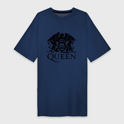 Футболка женская-платье Queen - logo, цвет: тёмно-синий