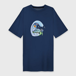 Женская футболка-платье Черепаха в космосе