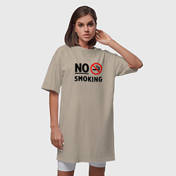 Футболка женская-платье No Smoking, цвет: миндальный — фото 2