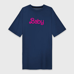Футболка женская-платье Ребенок Барби, цвет: тёмно-синий